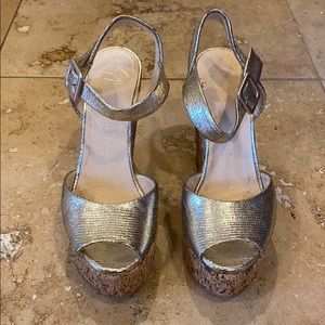 Giuseppe Zanotti Gold Peep-Toe Wedges